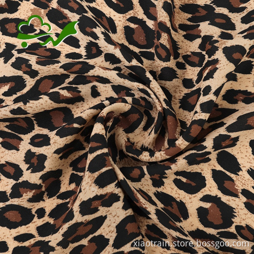75D leopard printed chiffon polyester crepe fabric